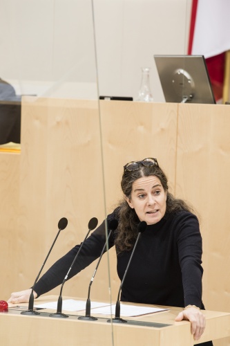 Am Rednerpult: Bundesrätin Elisabeth Kittl (GRÜNE)