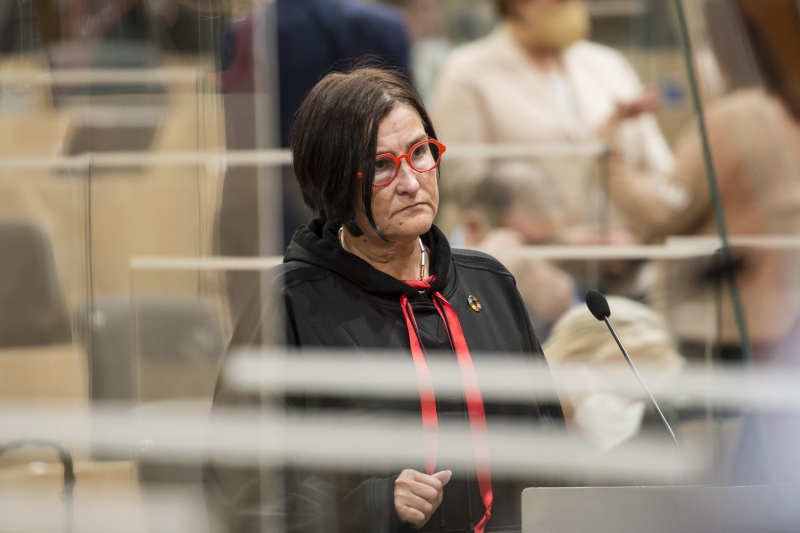 Fragestunde an Justizministerin Alma Zadic (GRÜNE). Am Rednerpult: Nationalratsabgeordnete Petra Bayr (SPÖ)