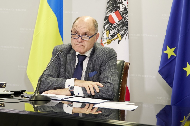 Nationalratspräsident Wolfgang Sobotka (ÖVP) während der Videokonferenz