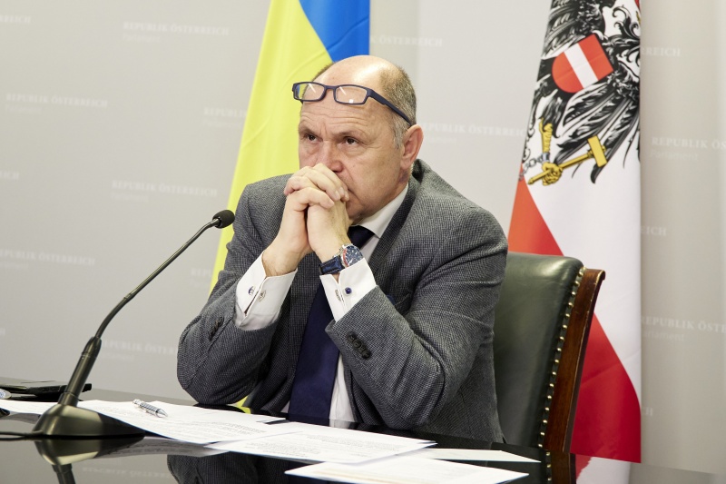 Nationalratspräsident Wolfgang Sobotka (ÖVP) während der Videokonferenz