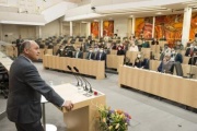 Am Rednerpult: Nationalratspräsident Wolfgang Sobotka (ÖVP) bei seinen Eröffnungsworten
