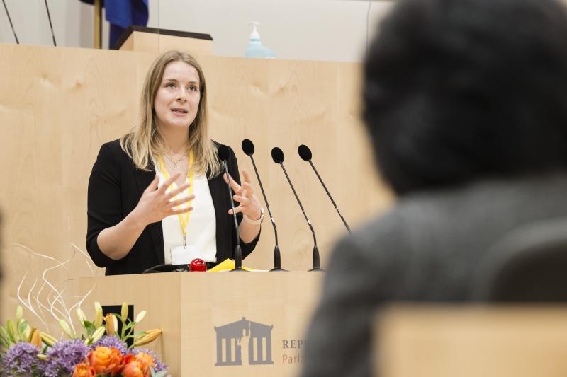 Am Rednerpult: Sarah Pohl