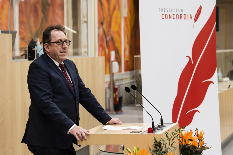 Am Rednerpult: Präsident des Presseclub Concordia Andreas Koller