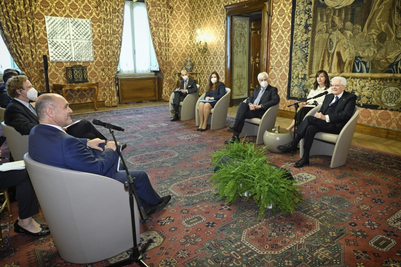 Aussprache. Von links: Nationalratspräsident Wolfgang Sobotka (ÖVP), Präsident der italienischen Republik Sergio Matarella