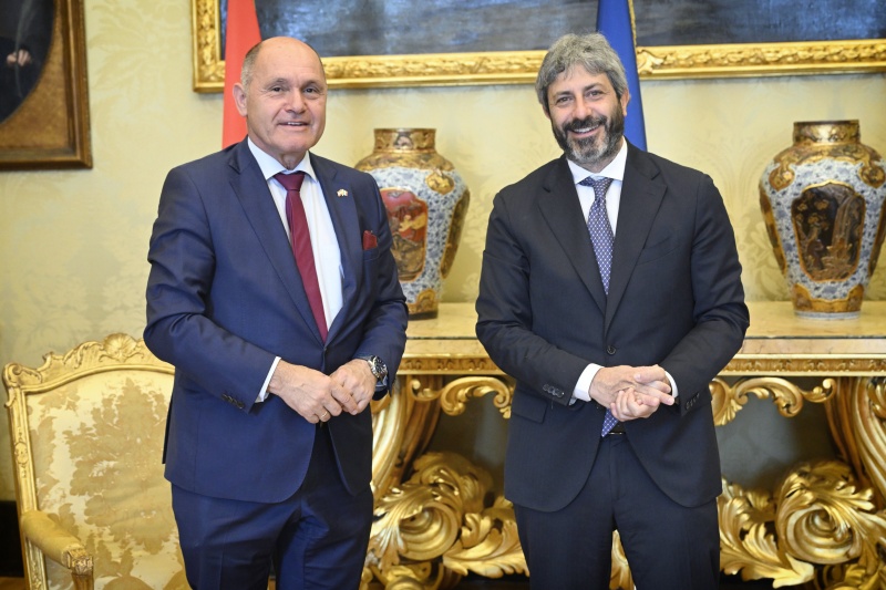 Aussprache. Von links: Nationalratspräsident Wolfgang Sobotka (ÖVP), Präsident der Abgeordnetenkammer Roberto Fico