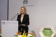 Unterkategorie „Mittlere Unternehmen“. Am Rednerpult: Laudatorin Senatorin Doris Bösmüller