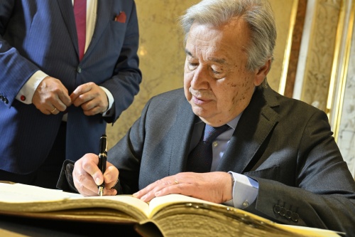 Eintrag ins Gästebuch, UN-Generalsekretär António Guterres