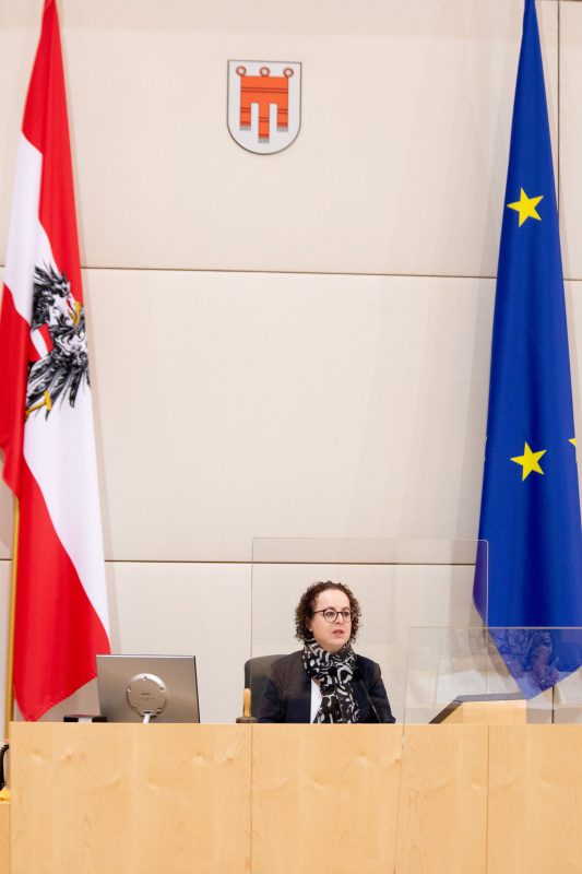 Am Präsidium Bundesratspräsidentin Christine Schwarz-Fuchs (ÖVP)