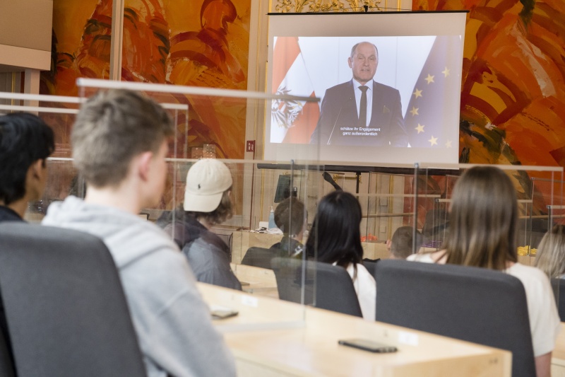 Nationalratspräsident Wolfgang Sobotka (ÖVP) bei Videobotschaft an die Teilnehmer:innen