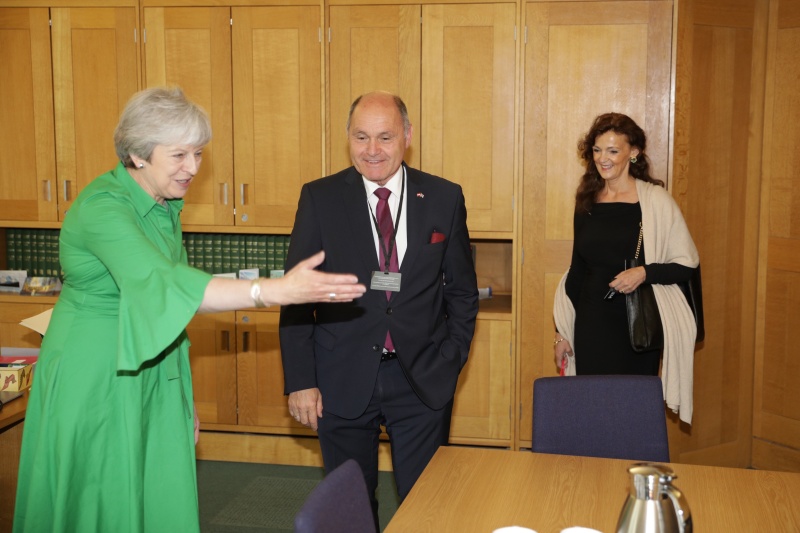 Aussprache mit Theresa May MP. Von links Theresa May MP, Nationalratspräsident Wolfgang Sobotka (ÖVP)