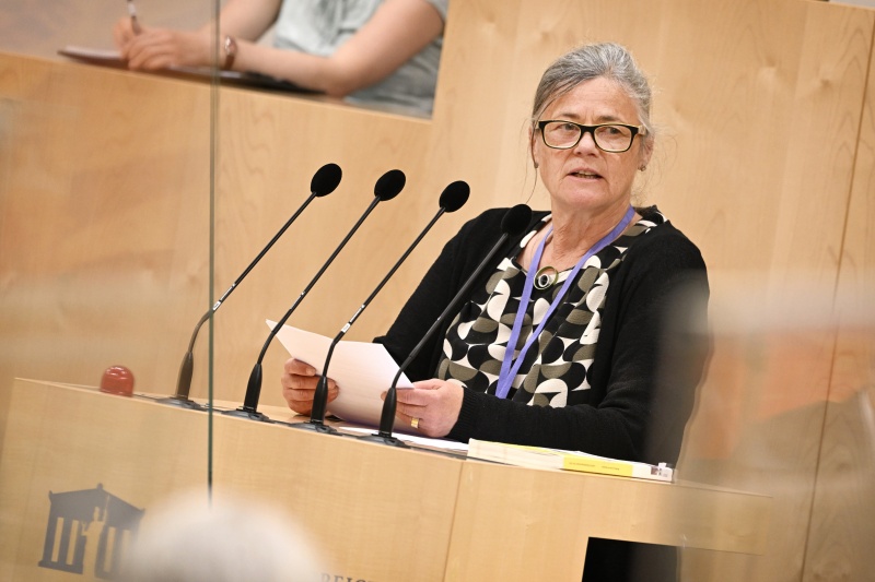 Am Rednerpult: Univ.-Prof. TU Wien Sybilla Zech zum Thema ‚Neue Rahmenbedingungen für die regionale Wirtschaft‘