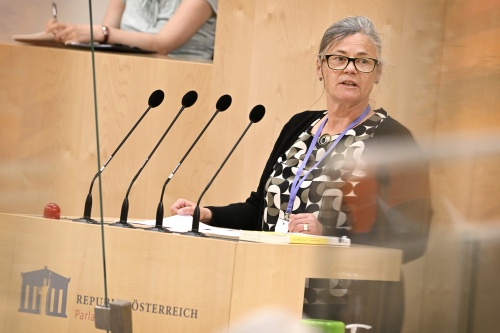 Am Rednerpult: Univ.-Prof. TU Wien Sybilla Zech zum Thema ‚Neue Rahmenbedingungen für die regionale Wirtschaft‘