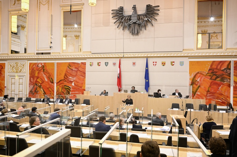 Am Rednerpult: Rektorin der Universität für künstlerische und industrielle Gestaltung Linz Brigitte Hütter zum Thema ‚Bedeutung von Wissenschaft und Forschung für regionale Entwicklung‘