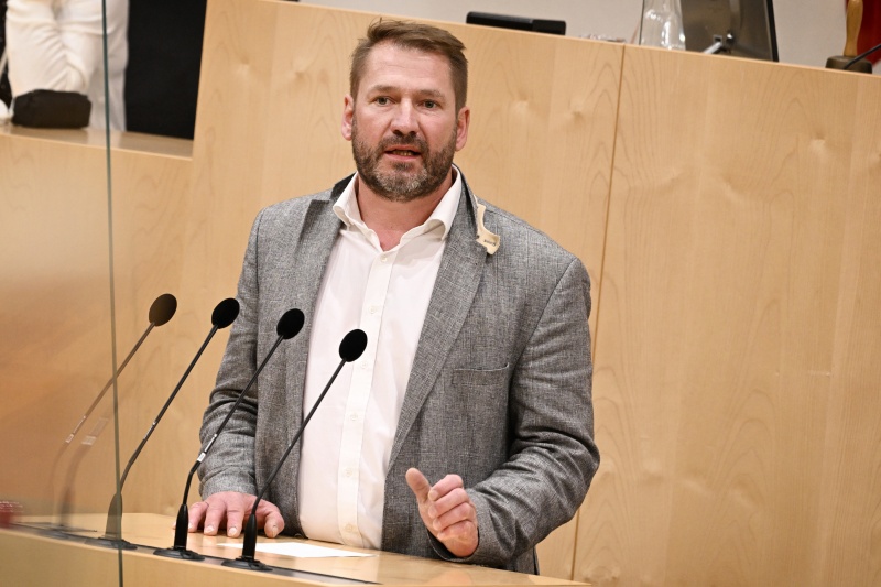 Nationalratsabgeordneter Clemens Stammler (GRÜNE) am Rednerpult