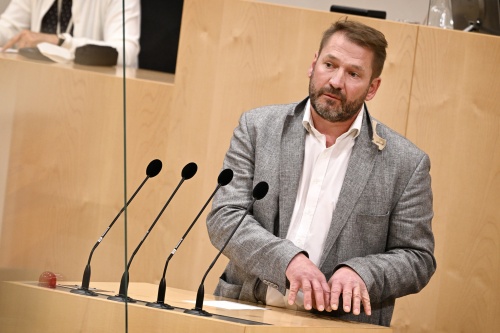 Nationalratsabgeordneter Clemens Stammler (GRÜNE) am Rednerpult