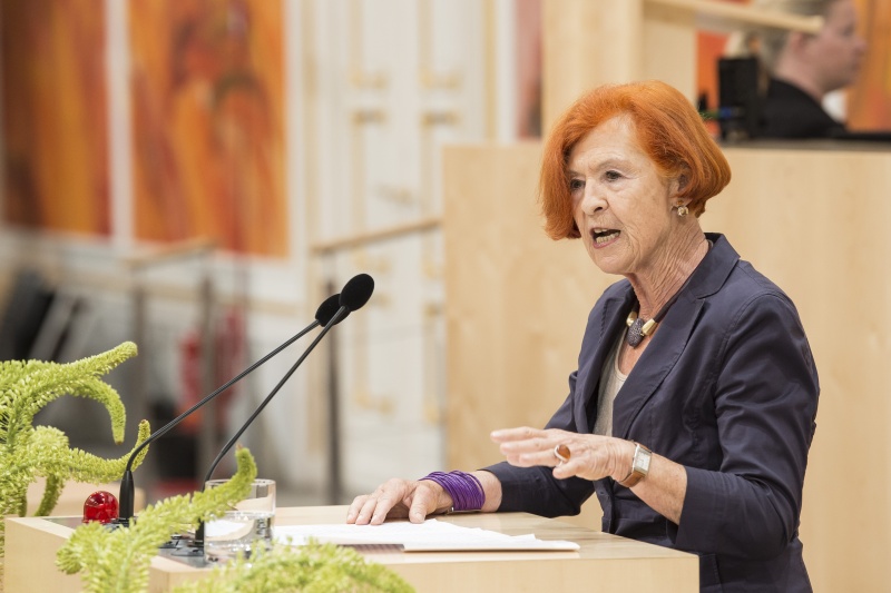 Am Rednerpult: Vorsitzende des menschenrechtsbeirats Renate Kicker