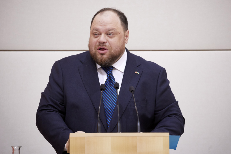 Rede Parlamentspräsident der Ukraine Ruslan Stefantschuk