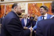 Von links: Parlamentspräsident der Ukraine Ruslan Stefantschuk,  Nationalratspräsident Wolfgang Sobotka (ÖVP), Nationalratsabgeordneter Helmut Brandstätter (NEOS)