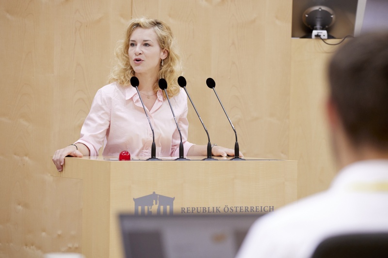 Am Rednerpult Nationalratsabgeordnete Eva Maria Holzleitner (SPÖ)