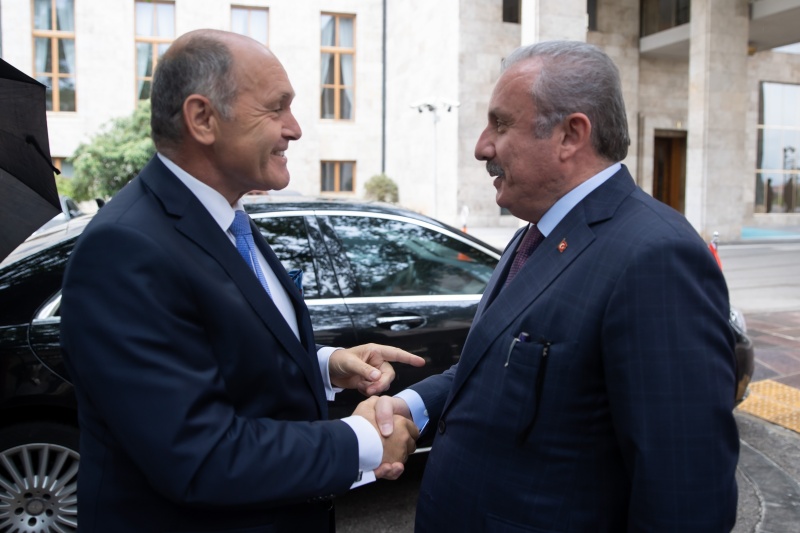 Von links: Nationalratspräsident Wolfgang Sobotka (ÖVP), Parlamentspräsident der Großen Nationalversammlung der Türkei Mustafa Şentop