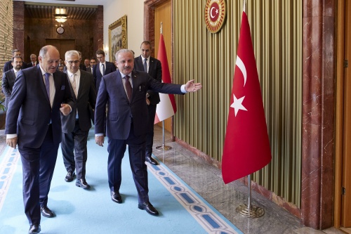 Von links: Nationalratspräsident Wolfgang Sobotka (ÖVP), Parlamentspräsident der Großen Nationalversammlung der Türkei Mustafa Şentop
