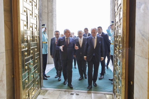 Von links: Parlamentspräsident der Großen Nationalversammlung der Türkei Mustafa Şentop, Nationalratspräsident Wolfgang Sobotka (ÖVP)