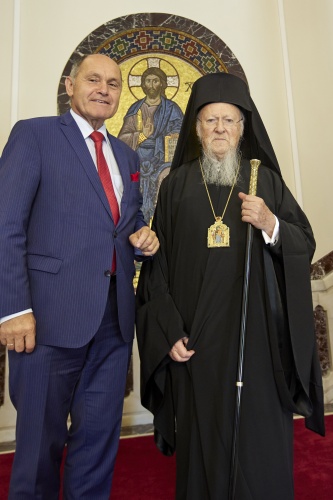 Von links: Nationalratspräsident Wolfgang Sobotka (ÖVP), Patriarch Bartholomäus I.
