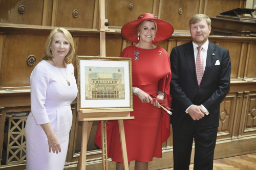 Besuch der Parlamentsbaustelle. Von rechts: S.M. König Willem Alexander mit I.M. Königin Maxima von Oranje-Nassau, Zweite Nationalratspräsidentin Doris Bures (SPÖ)