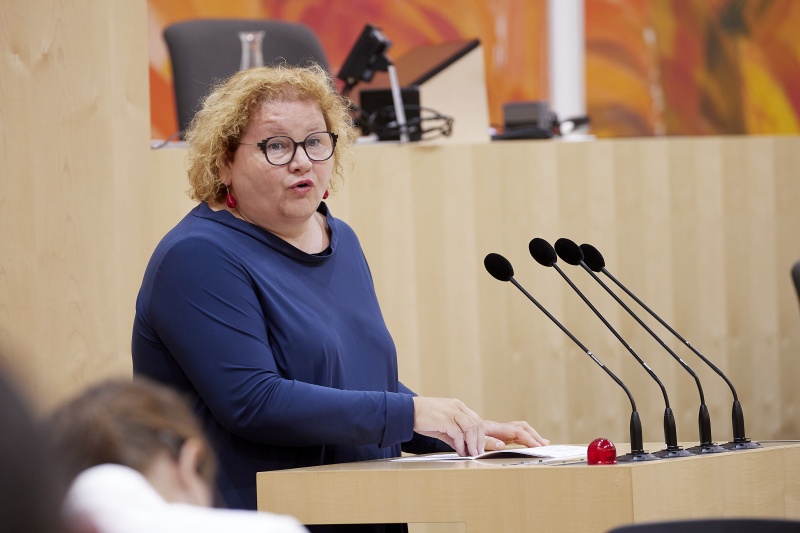 Am Rednerpult Vorsitzende der Bundesratsfraktion Korinna Schumann (SPÖ)