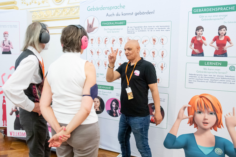 Infostand zu Gebärdensprache