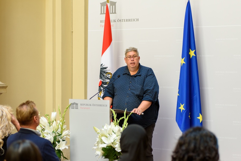 Int. Sekretär des ÖGB Marcus Strohmeier am Rednerpult