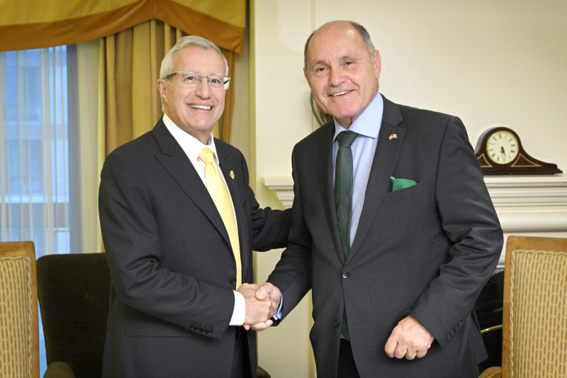 Treffen mit Minister of Economic Development, Job Creation and Trade der Provinz Ontario Victor Fedeli. Von links: Victor Fedeli, Nationalratspräsident Wolfgang Sobotka (ÖVP)