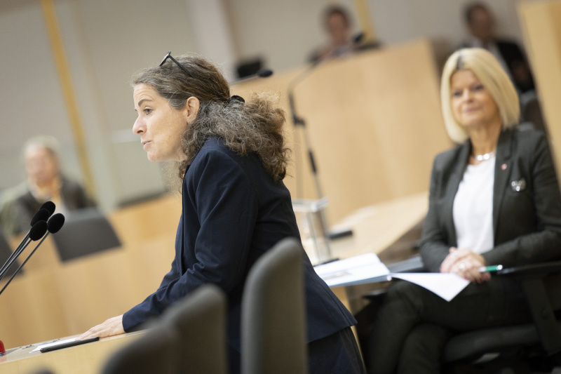 Auf der Regierungsbank Verteidigungsministerin Klaudia Tanner (ÖVP), am Rednerpult Bundesrätin Elisabeth Kittl (GRÜNE)