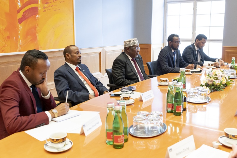 Aussprache: Somalische Delegation unter Vorsitz des Präsidenten des Bundesparlaments von Somalia Sheikh Adan Mohamed (Mitte)