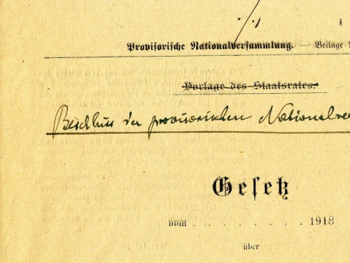Beschluss der provisorischen Nationalversammlung. Beilage Nr. 8. Gesetz über die Staats- und Regierungsform von Deutschösterreich