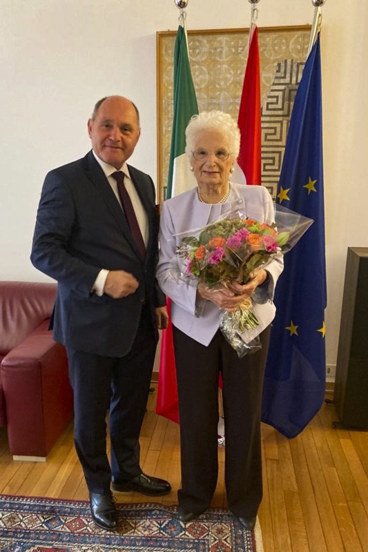 Von links: Nationalratspräsident Wolfgang Sobotka (ÖVP), Preisträgerin Senatorin Liliana Segre