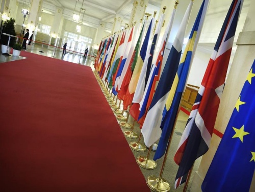 Flags at the lobby