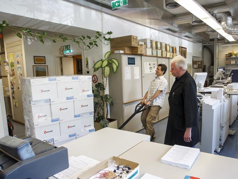 Parlamentsbedienstete in der Druckerei