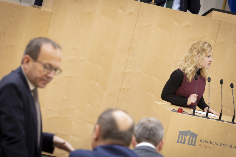 Nationalratsabgeordnete Eva Maria Holzleitner (SPÖ) am Rednerpult