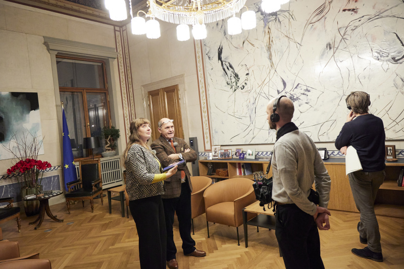 Nationalratspräsident Wolfgang Sobotka (ÖVP) spricht über das renovierte Parlament