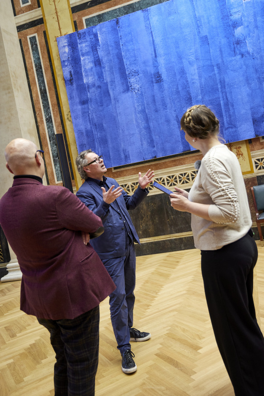 Kunst von Heimo Zobernig. Von links: Giuseppe Rizzo Parlamentsdirektion, Hans-Peter Wipplinger Kurator, Tatjana Lukáš Moderation