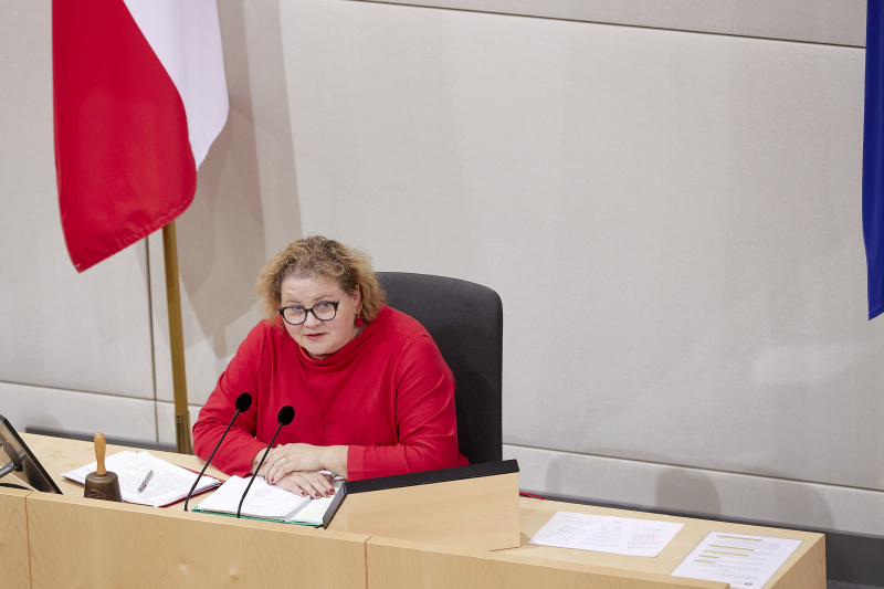 Bundesratspräsidentin Korinna Schumann (SPÖ) am Präsidium