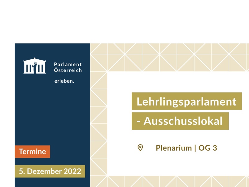 Info-Screen Beispiel: Termine. Lehrlingsparlament - Ausschusslokal 