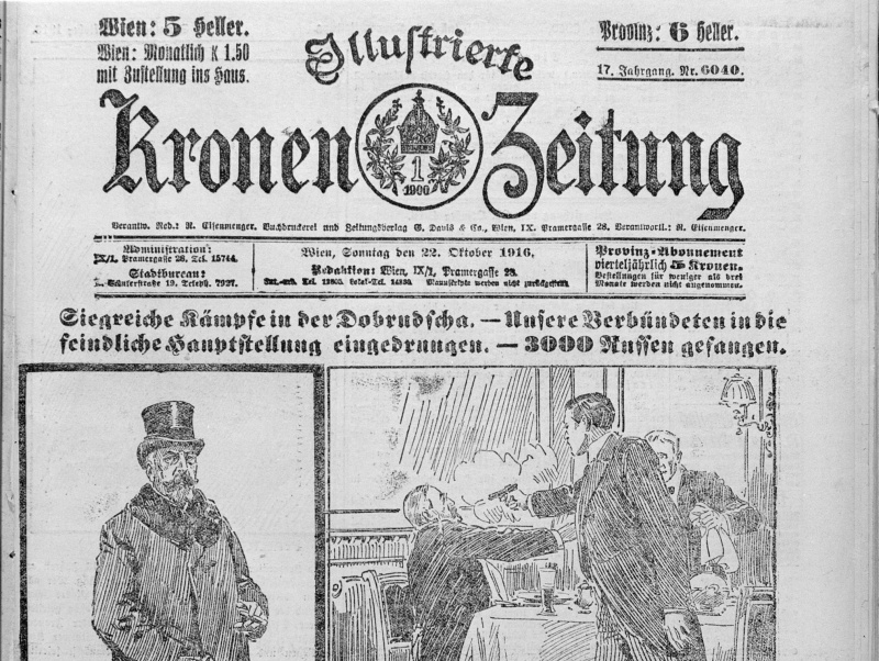 Am 21. Oktober 1916 erschoss der Sozialdemokrat Friedrich Adler den Ministerpräsidenten Karl Graf Stürgkh im Speisesaal des Wiener Hotels Meissl & Schadn. Adler wurde zum Tod verurteilt, kurz darauf zu einer Freiheitsstrafe begnadigt und 1918 von Kaiser Karl mit einer seiner letzten Amtshandlungen aus der Haft entlassen.