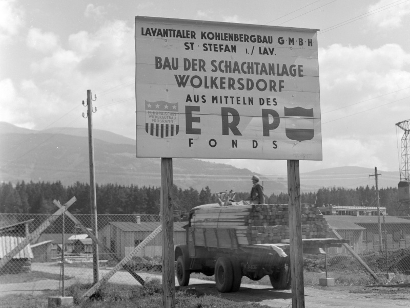 Schachtanlage Wolkersdorf der Lavanttaler Kohlebergbau GmbH, November 1951.