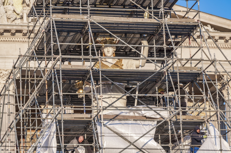 Enthüllung der Pallas Athene nach Restaurierung