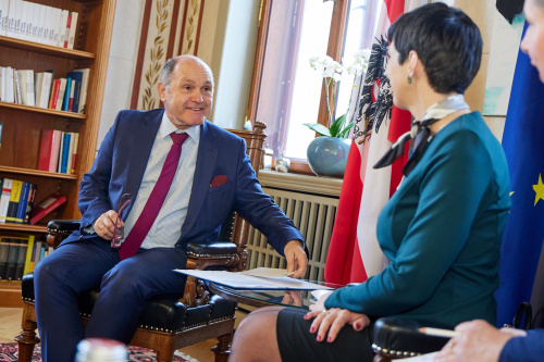 Arbeitsgespräch, von links: Nationalratspräsident Wolfgang Sobotka (ÖVP), Präsidentin des Abgeordnetenhauses der Tschechischen Republik Markéta Pekarová Adamová