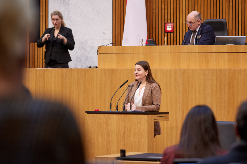 Am Rednerpult Nationalratsabgeordnete Karin Doppelbauer (NEOS)