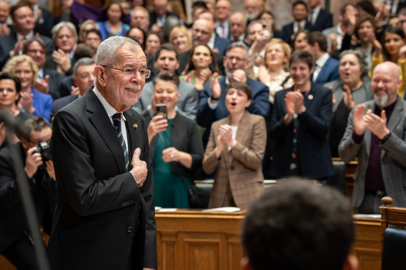 Bundespräsident Alexander Van der Bellen nach der Angelobung