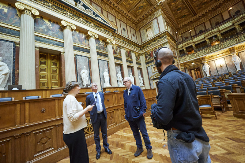 Von links: Tatjana Lukáš Moderation, Parlamentsvizedirektor Alexis Wintoniak, András Pálffy Architektenbüro Jabornegg & Pálffy